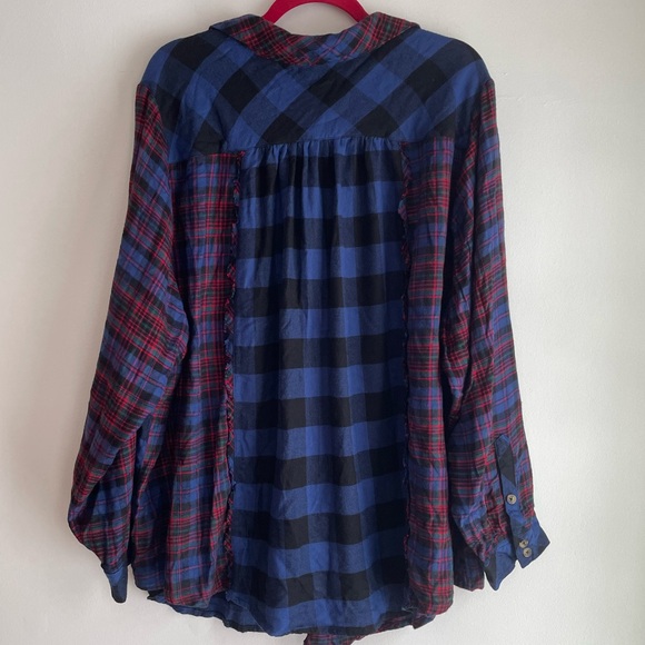 Torrid Red and Blue Plaid Button Down Shirt - Picture 4 of 10